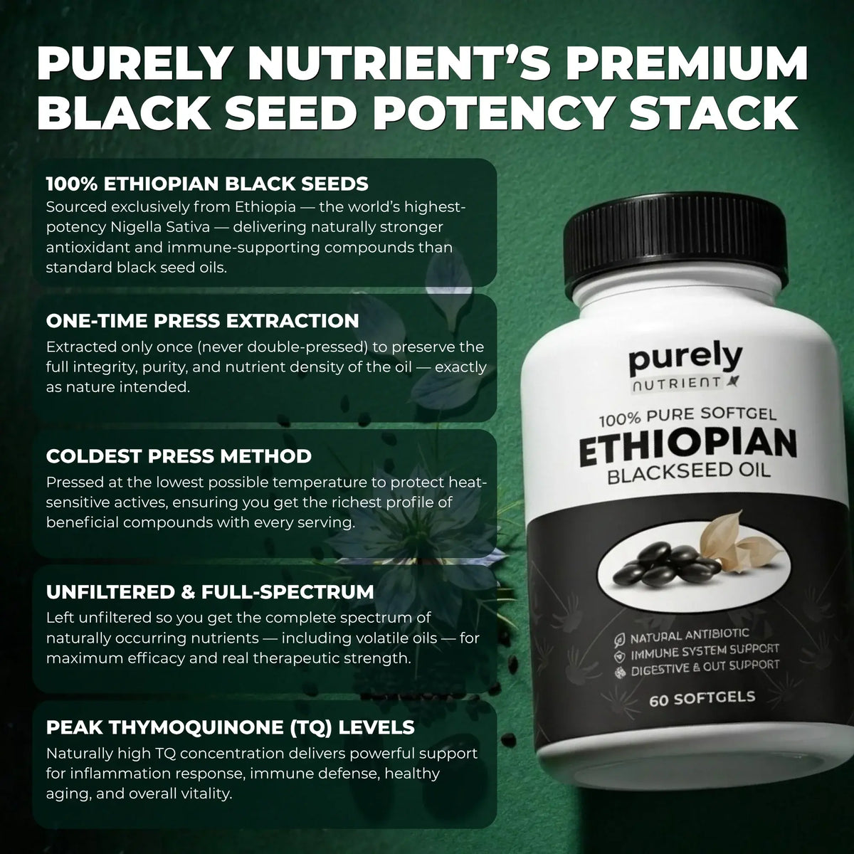Purely Nutrient Ethiopian Black Seed Oil